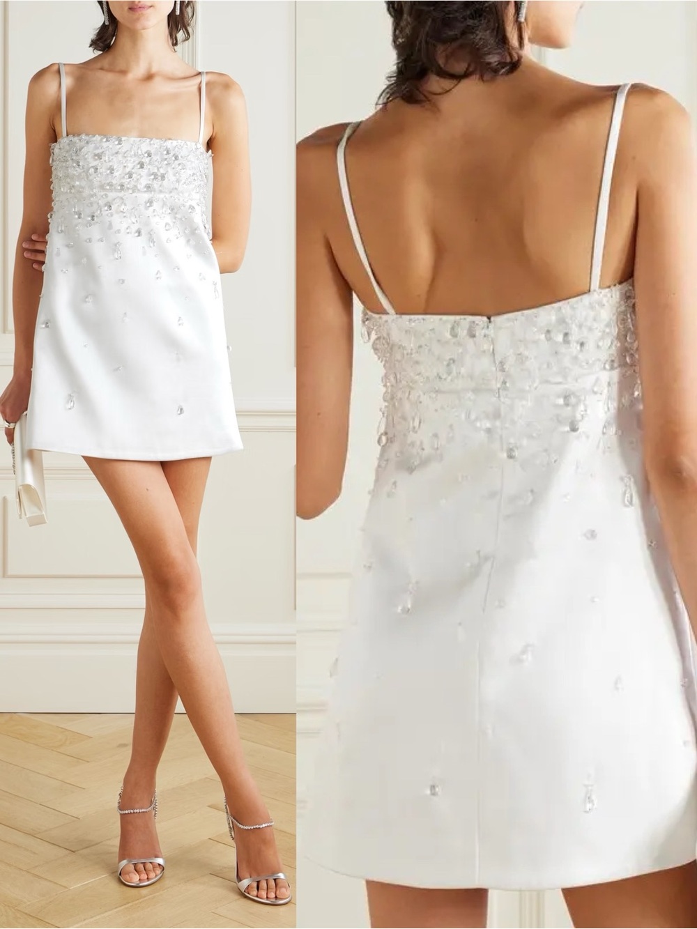 Retrofete Cornelia Crystal Embellished Empire Waist Mini Dress White - Picture 14 of 14